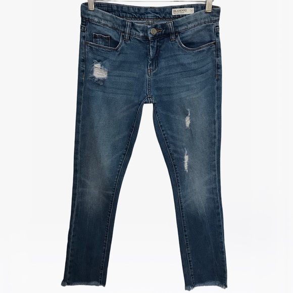 Blank NYC Distressed Raw-Hem Deep Cuff Straight Jeans 26 - Picture 14 of 14